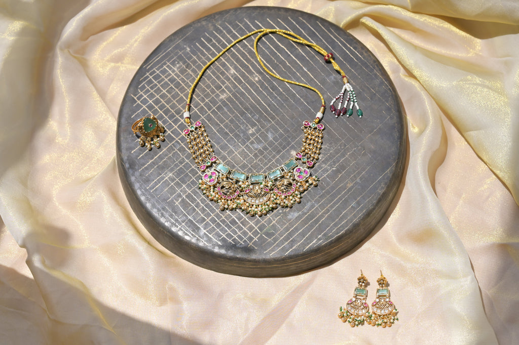 Rajwadi Panna Kundan Timaniya Set