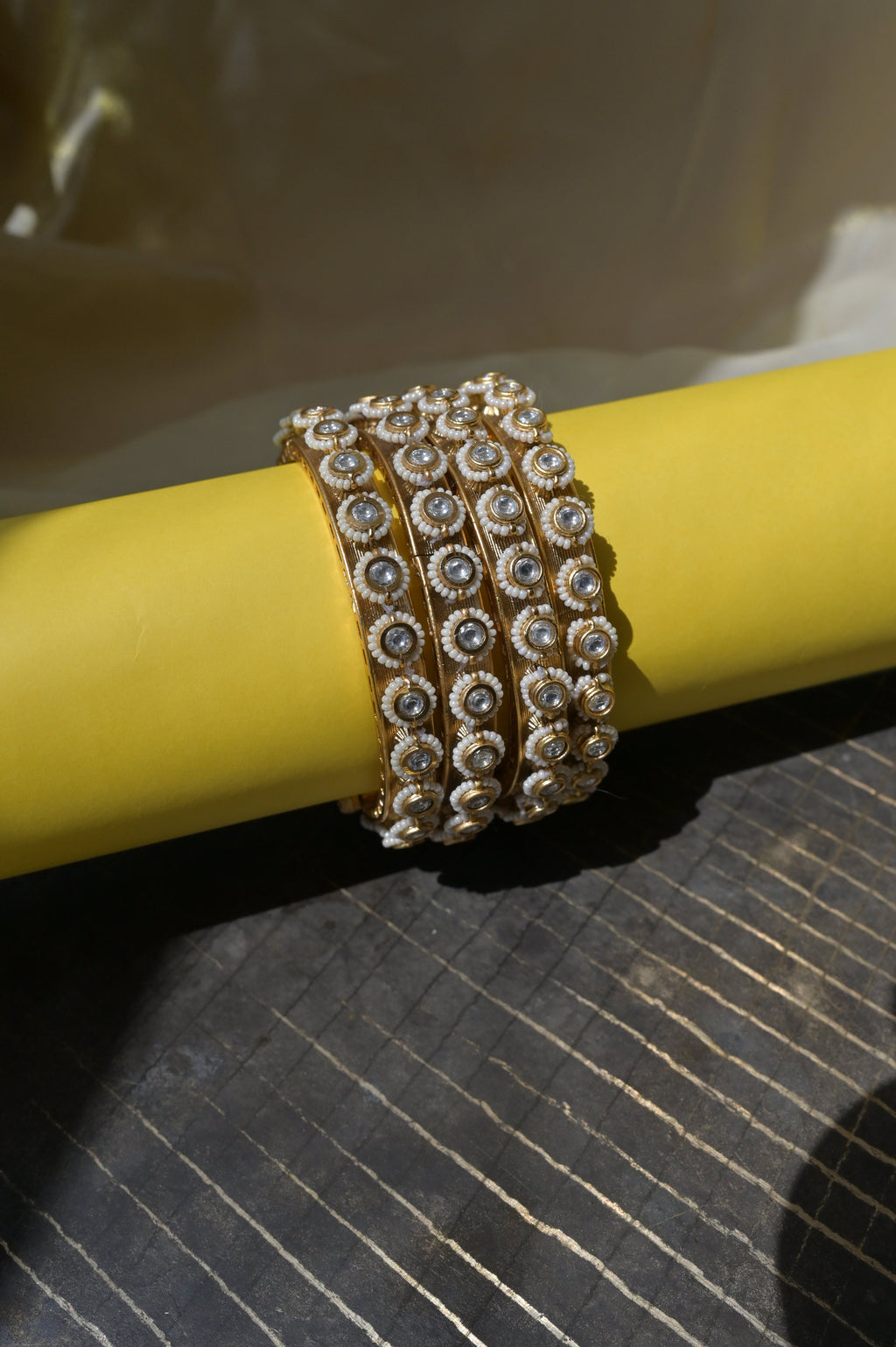 Pearl Kundan Bangles