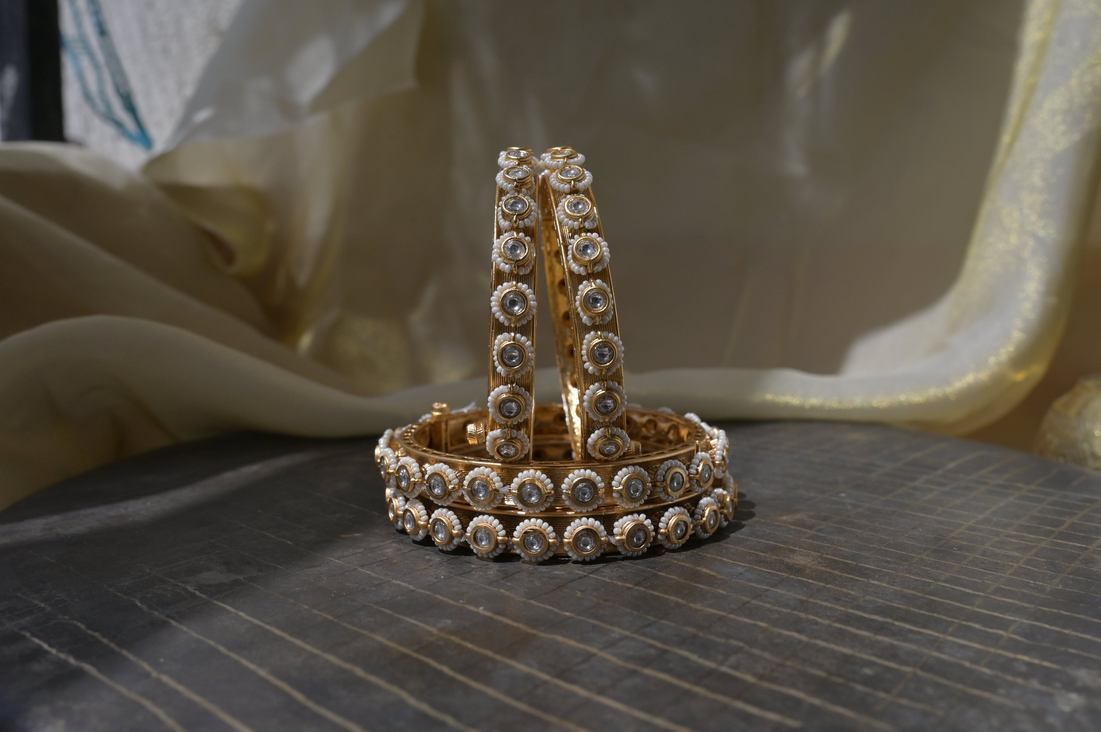 Pearl Kundan Bangles