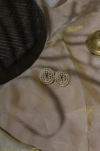 Black Stone Floral Stud Earrings