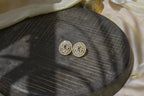 Black Stone Floral Stud Earrings