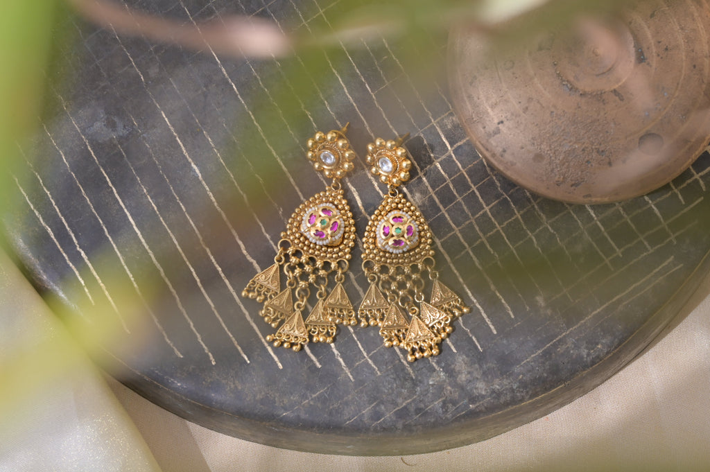 Ruby Kundan Tassel Earrings