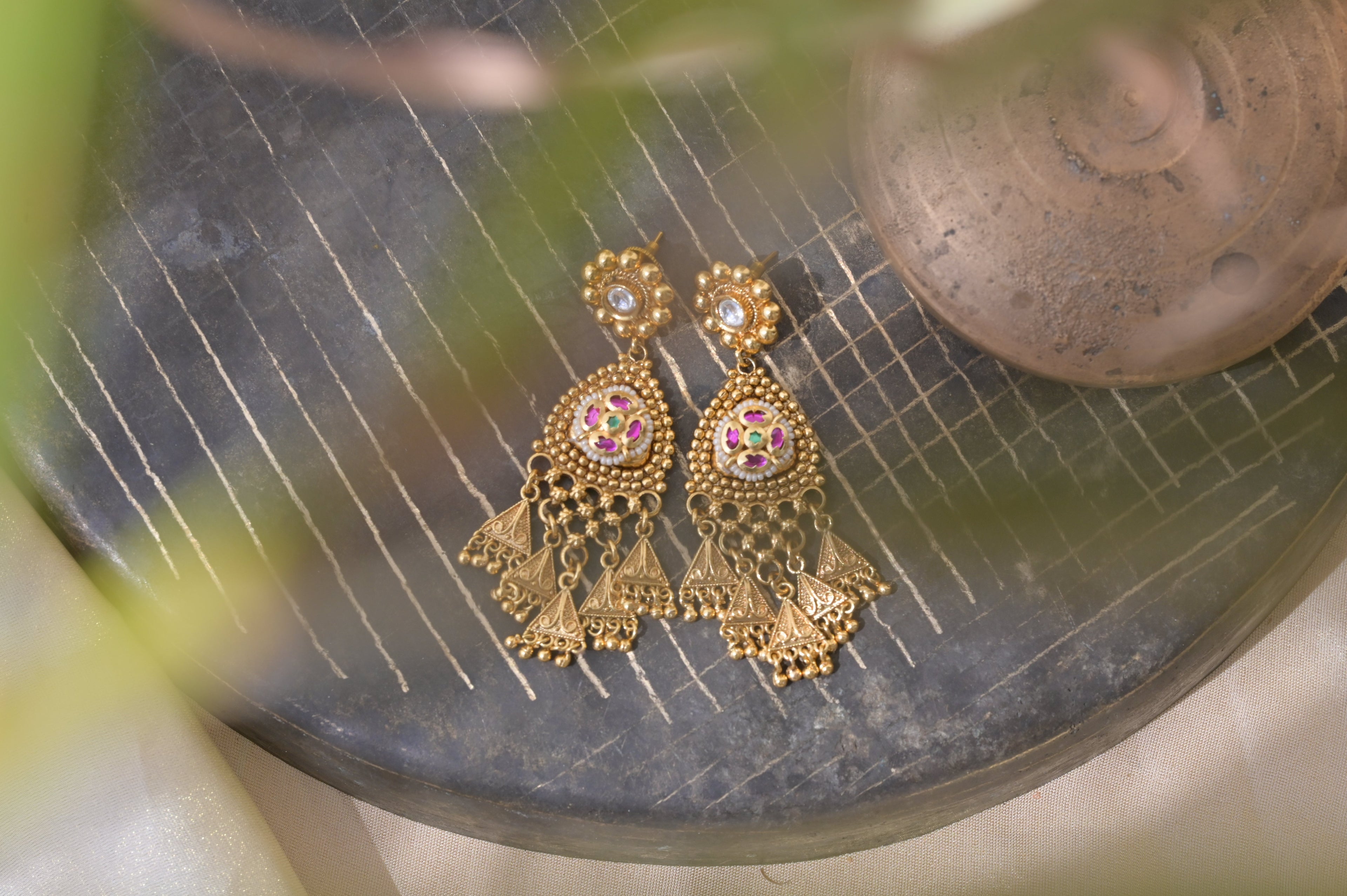 Ruby Kundan Tassel Earrings