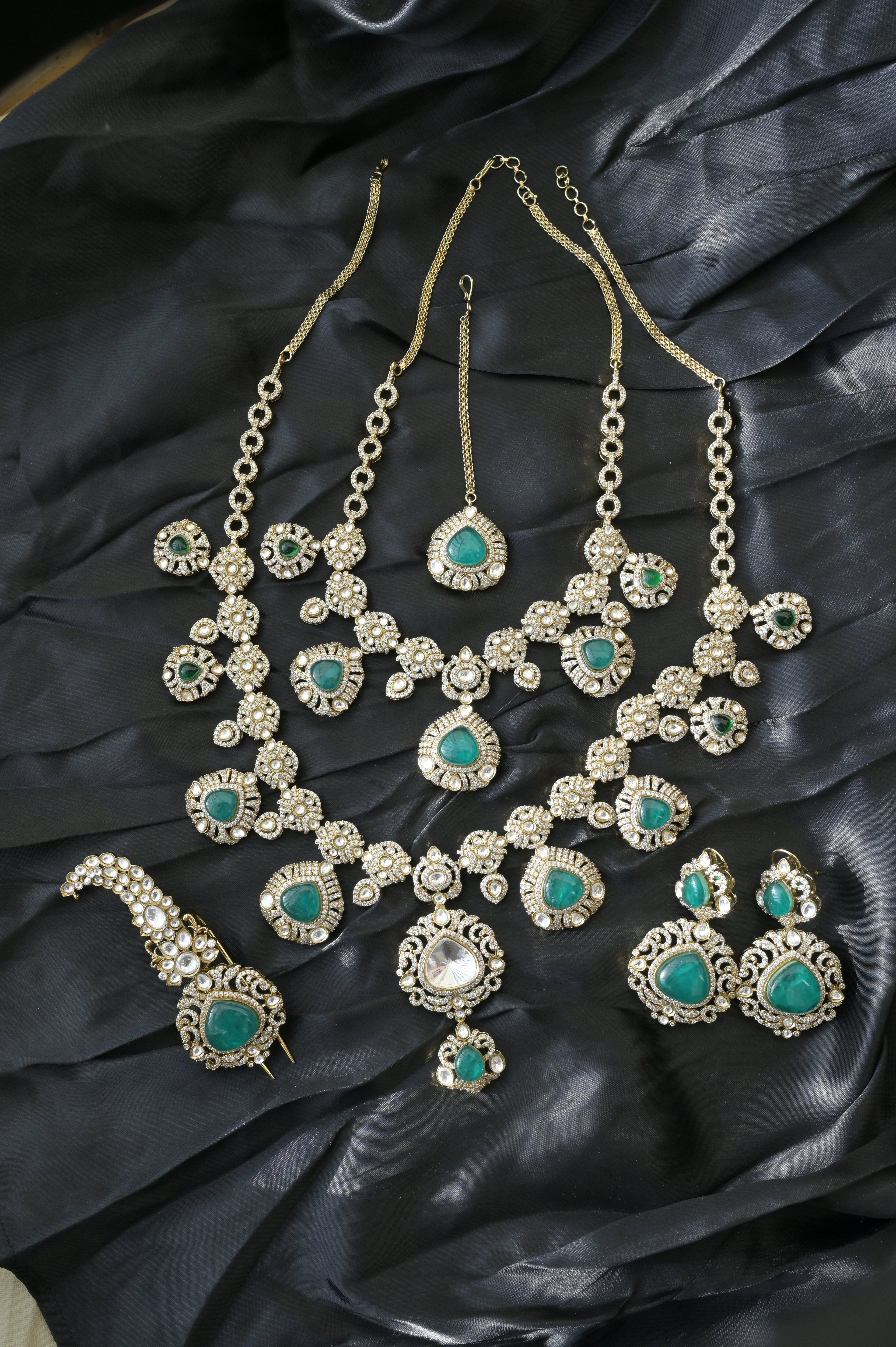 Emerald Kundan Rani Haar Set