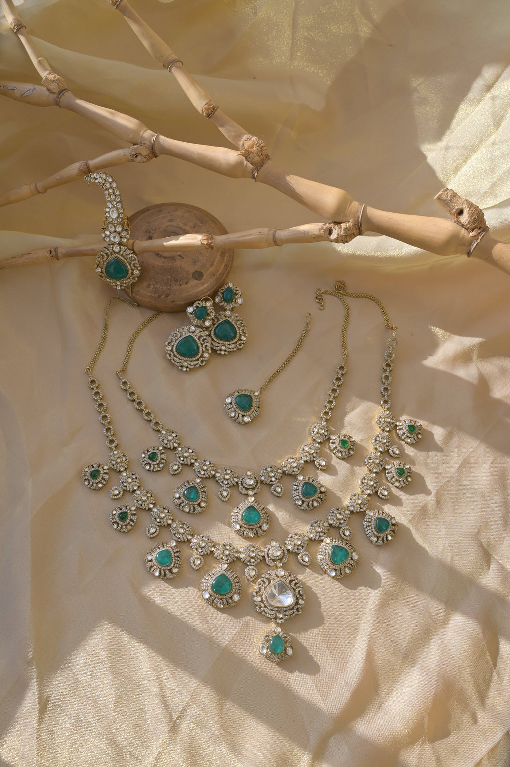 Emerald Kundan Rani Haar Set