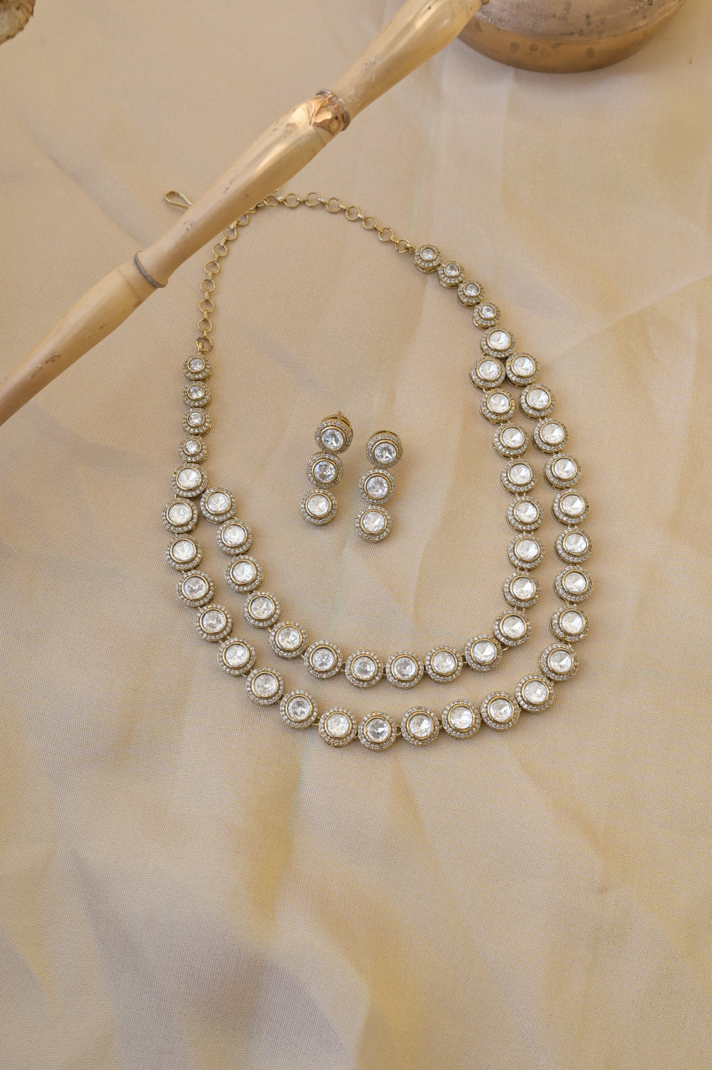 Double Line Kundan Necklace Set