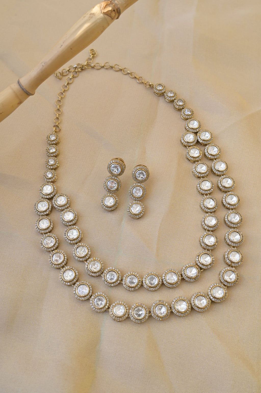 Double Line Kundan Necklace Set