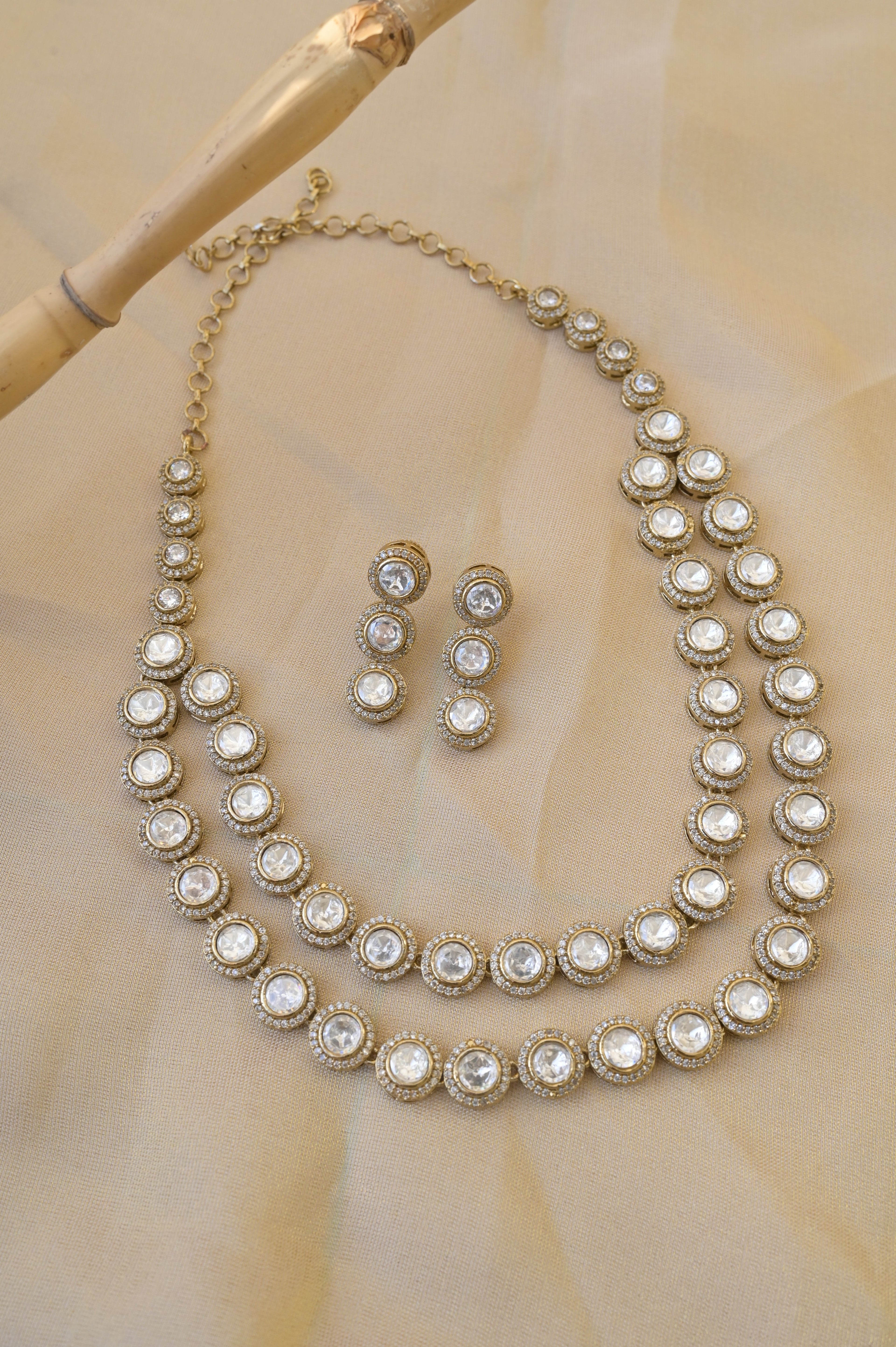 Double Line Kundan Necklace Set