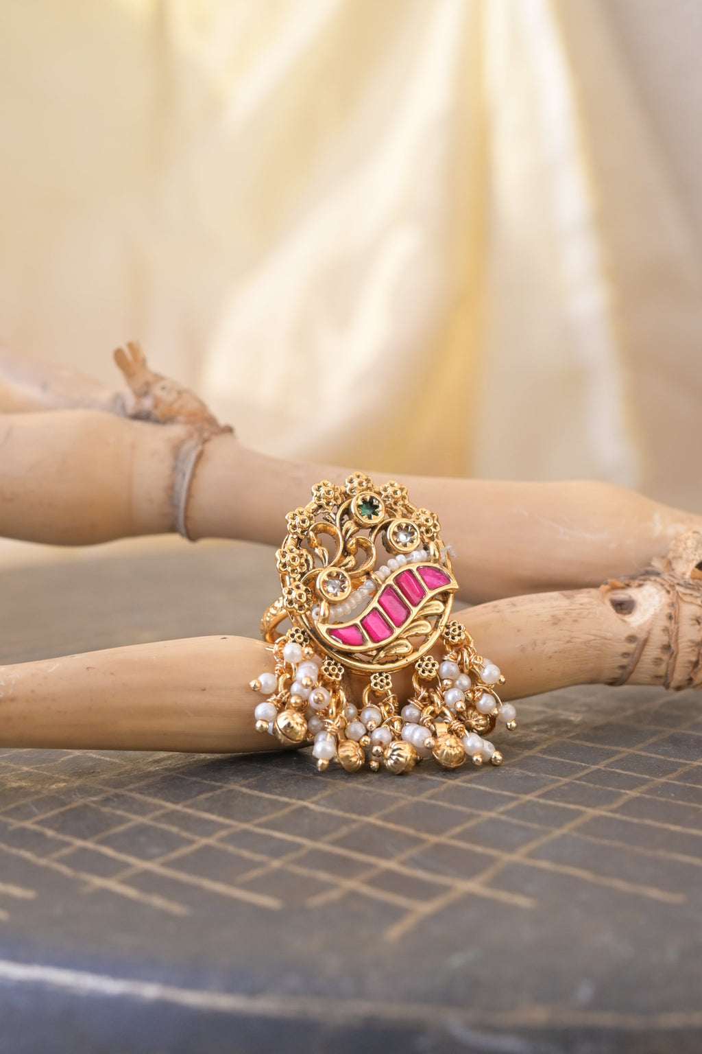 Pink Meenakari Ring