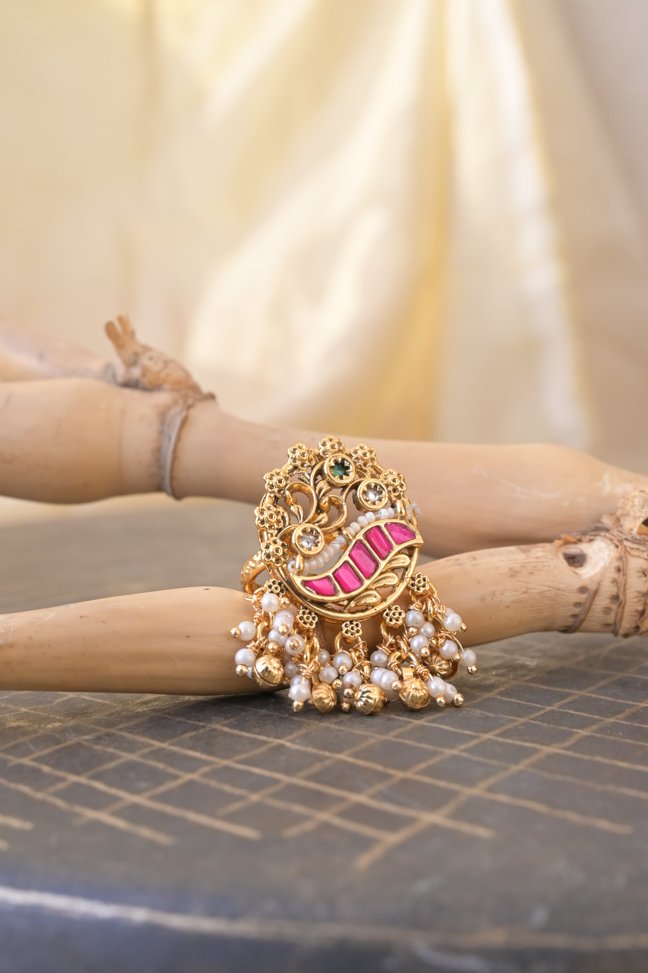 Pink Meenakari Ring