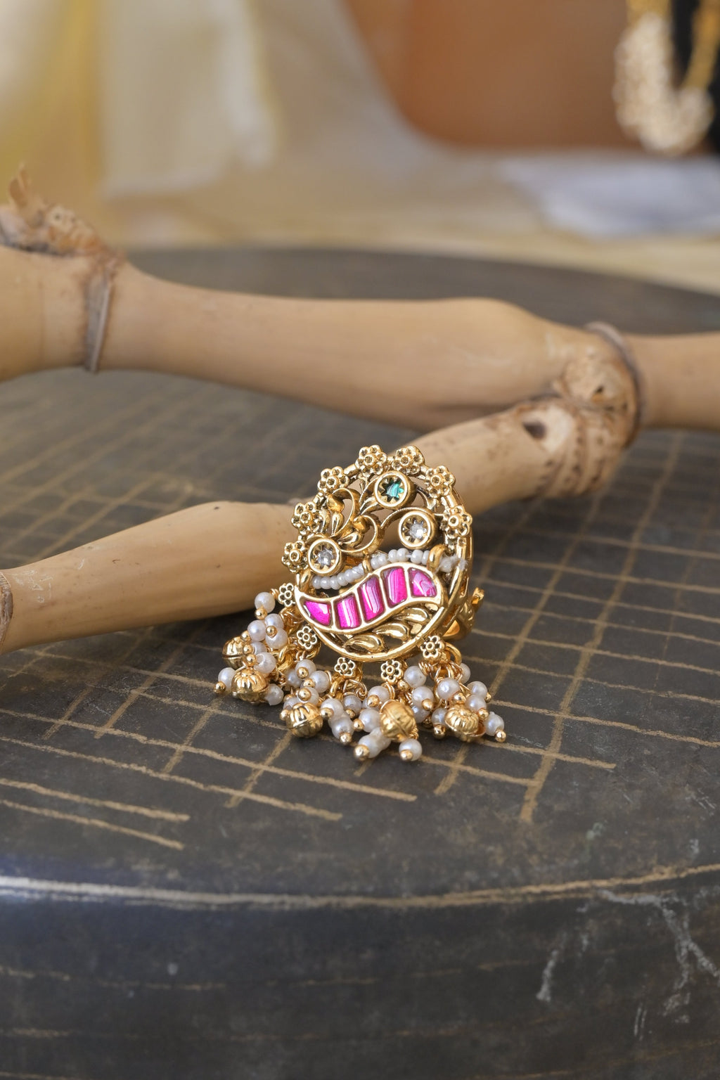 Pink Meenakari Ring