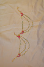 Pink Meenakari Ear Chain Pair