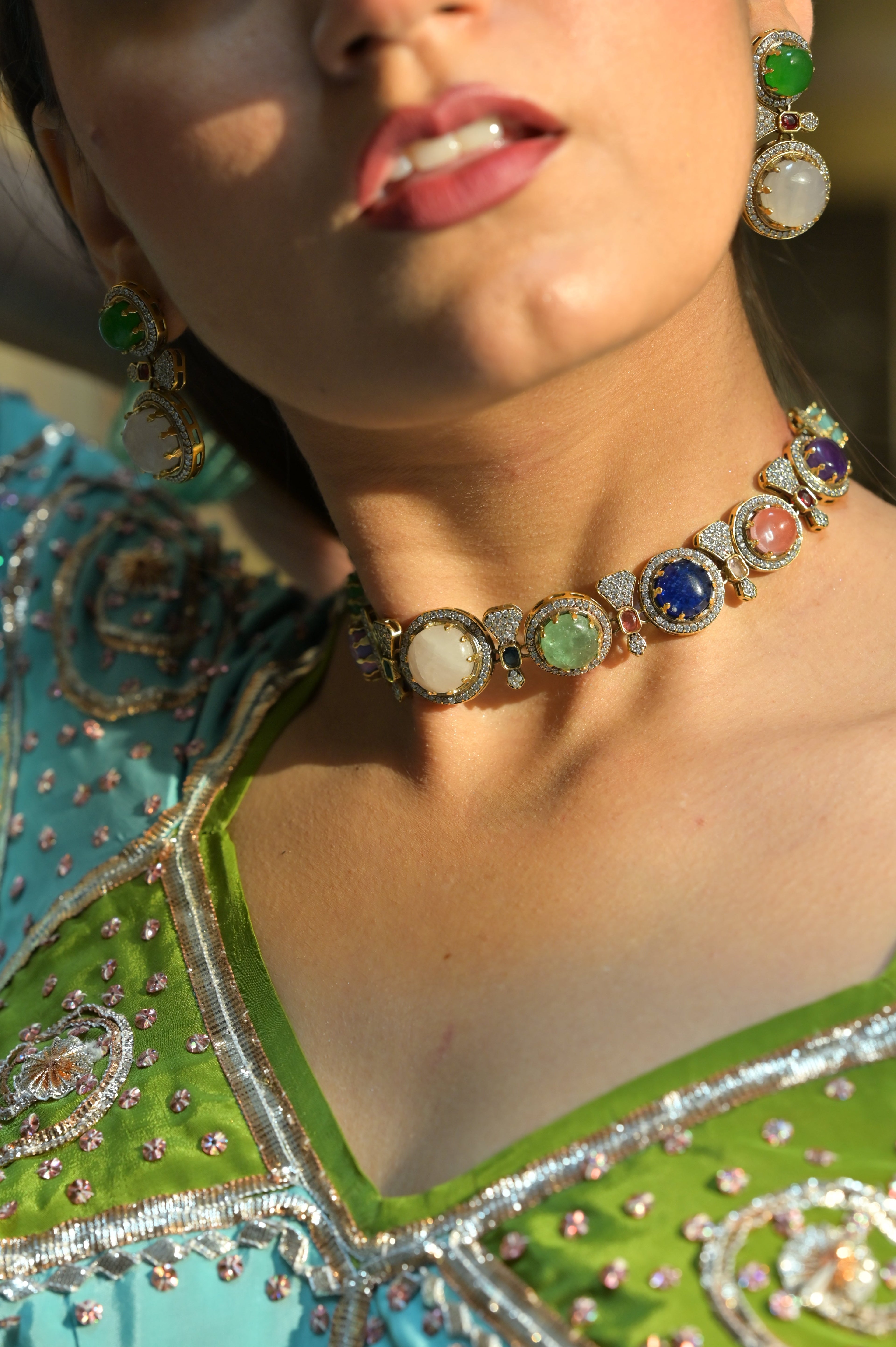 Multicolor Stone Necklace Set