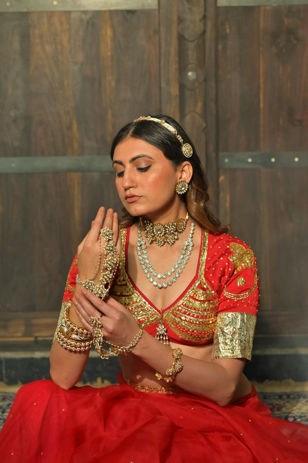 Double Line Kundan Necklace Set