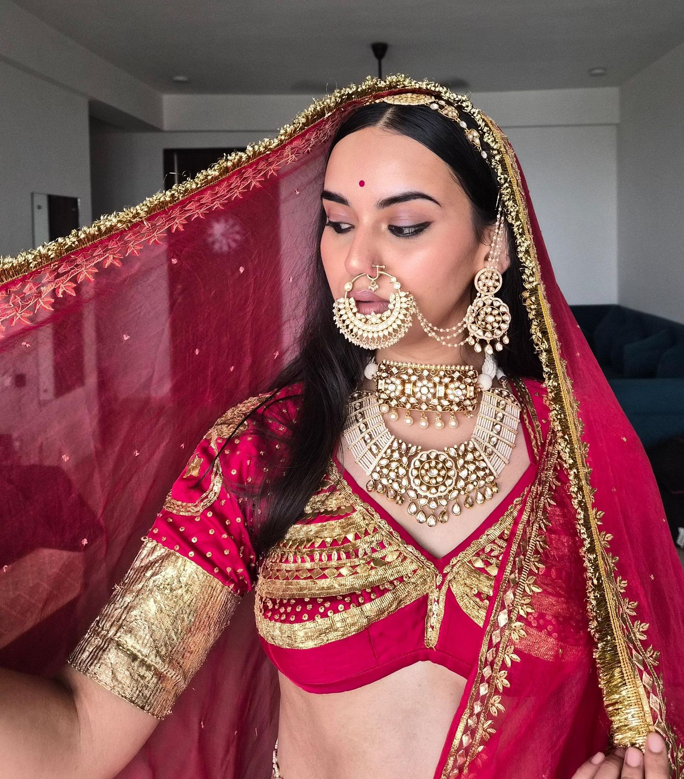 Sunahari kundan polki neck set